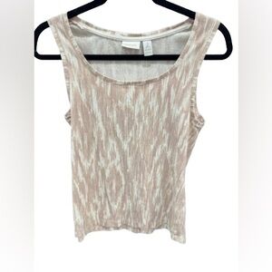 Chico's Beige and White Ribbed Tank Top Size 2